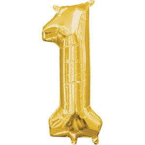 Balon fóliový zlatý číslo 1 - 40 cm