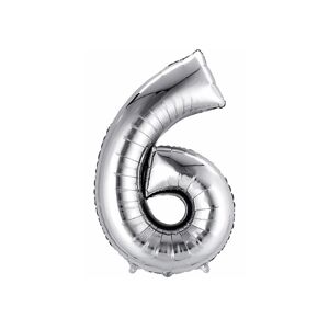 Balón fóliový stříbrný číslo 6 - 40 cm