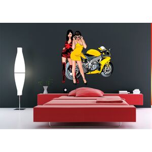 IMPAR Samolepka na zeď Dívky u motorky (Velikost: 100 x 93 cm)