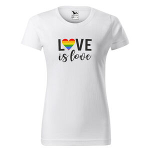 Tričko LBGT Love is love (Velikost: XS, Typ: pro ženy, Barva trička: Bílá)