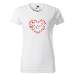 Tričko Nevěsta – srdce z květin (dámské) (Velikost: XL, Barva trička: Bílá)