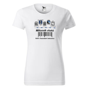Tričko Milovník vlaků 100% (Velikost: XS, Typ: pro ženy, Barva trička: Bílá)
