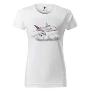 Tričko Airbus A380 (Velikost: XS, Typ: pro ženy, Barva trička: Bílá)