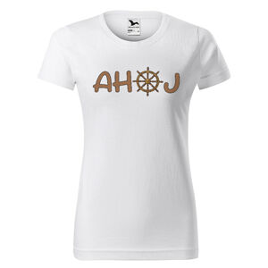 Tričko Ahoj – kormidelník (Velikost: XS, Typ: pro ženy, Barva trička: Bílá)