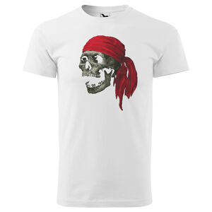 Tričko Pirate skull (Velikost: 2XL, Typ: pro muže, Barva trička: Bílá)
