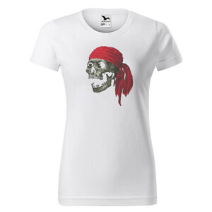 Tričko Pirate skull (Velikost: M, Typ: pro ženy, Barva trička: Bílá)