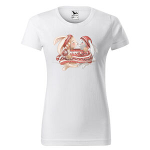 Tričko Zajíčci ve svetru (Velikost: XS, Typ: pro ženy, Barva trička: Bílá)