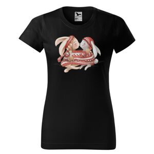Tričko Zajíčci ve svetru (Velikost: XS, Typ: pro ženy, Barva trička: Černá)
