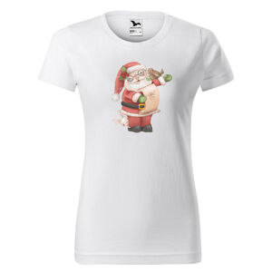 Tričko Santa Claus (Velikost: S, Typ: pro ženy, Barva trička: Bílá)