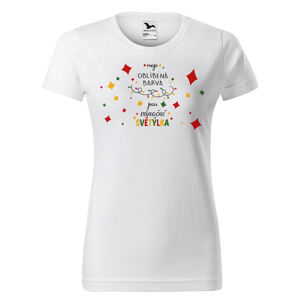 Tričko Vánoční světýlka (Velikost: S, Typ: pro ženy, Barva trička: Bílá)