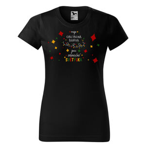 Tričko Vánoční světýlka (Velikost: M, Typ: pro ženy, Barva trička: Černá)