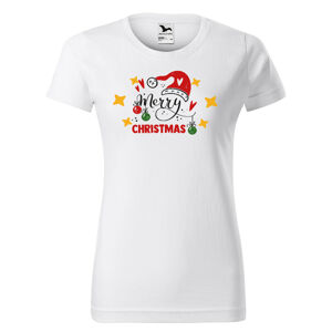 Tričko Merry Christmas (Velikost: M, Typ: pro ženy, Barva trička: Bílá)