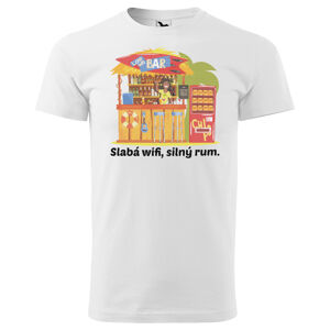 Tričko Slabá wi-fi, silný rum (Velikost: XS, Typ: pro muže, Barva trička: Bílá)