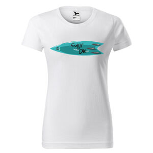Tričko Surf or die (Velikost: XS, Typ: pro ženy, Barva trička: Bílá)