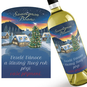 Bílé víno s vánočním přáním