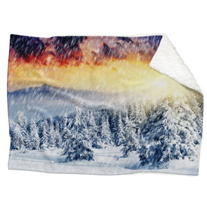 IMPAR Fleecová deka Zasněžená krajina 150x120 cm (Rozměr : 200 x 140 cm, Podšití beránkem: ANO)