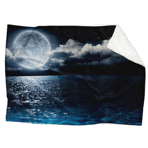 IMPAR Fleecová deka Moře s měsícem 150x120 cm (Rozměr : 200 x 140 cm, Podšití beránkem: ANO)