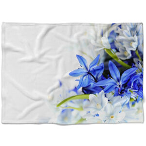 Deka Modré a bílé květy (Rozměr : 200 x 140 cm, Podšití beránkem: NE)