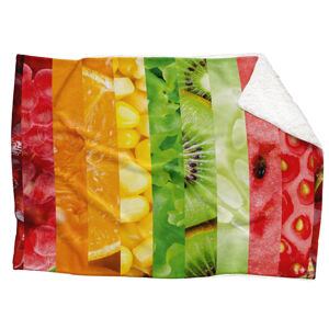 IMPAR Fleecová deka Koláž ovoce 150x120 cm (Rozměr : 200 x 140 cm, Podšití beránkem: ANO)