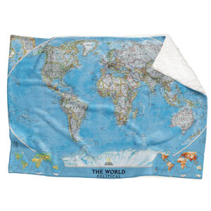 Deka Mapa světa (Rozměr : 150 x 120 cm, Podšití beránkem: ANO)