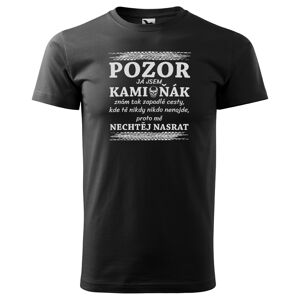 Tričko Pozor kamioňák - pánské (Velikost: M, Barva trička: Černá)