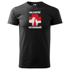 Pánské tričko Nejlepší veterinář – kříž (Velikost: M, Barva trička: Černá)