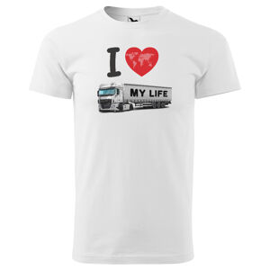Pánské tričko Kamion – my Life (Velikost: XS, Barva trička: Bílá, Barva kamionu: Bílá)
