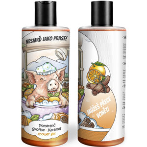 Vtipný sprchový gel – Jako prase (Vůně sprchového gelu: Pomeranč, skořice & karamel)