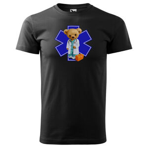 Tričko Medvěd – doktor (Velikost: S, Typ: pro muže, Barva trička: Černá)