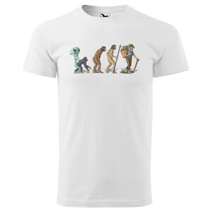Tričko Evoluce houbaře (Velikost: XL, Typ: pro muže, Barva trička: Bílá)