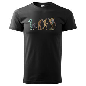 Tričko Evoluce houbaře (Velikost: XS, Typ: pro muže, Barva trička: Černá)