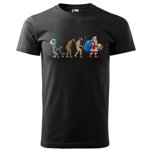 Tričko Evoluce – Santa Claus (Velikost: XL, Typ: pro muže, Barva trička: Černá)