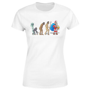Tričko Evoluce – Santa Claus (Velikost: L, Typ: pro ženy, Barva trička: Bílá)