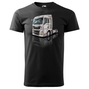 Pánské tričko Kamion – výběr barvy (Velikost: L, Barva trička: Černá, Barva kamionu: Bílá)
