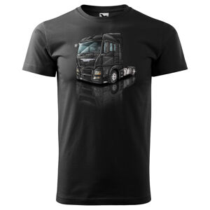 Pánské tričko Kamion – výběr barvy (Velikost: S, Barva trička: Černá, Barva kamionu: Černá)