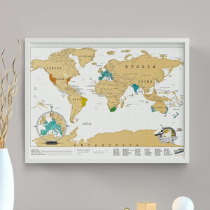 Cestovatelská stírací mapa světa (rozbalená, nepoužívaná)
