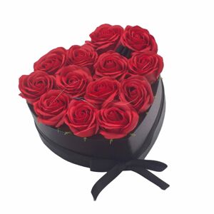 Dárkový Box z Mýdlový Květů - 13 Červených Růží - Srdce