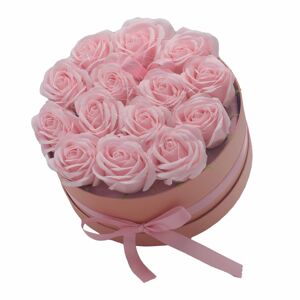 Dárkový Box z Mýdlový Květů - 14 Růžových Růží - Kruh