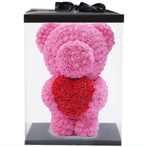 Medvídek z růží - Růžový se srdcem 40 cm