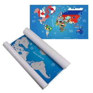 Stírací mapa světa s vlajkami států